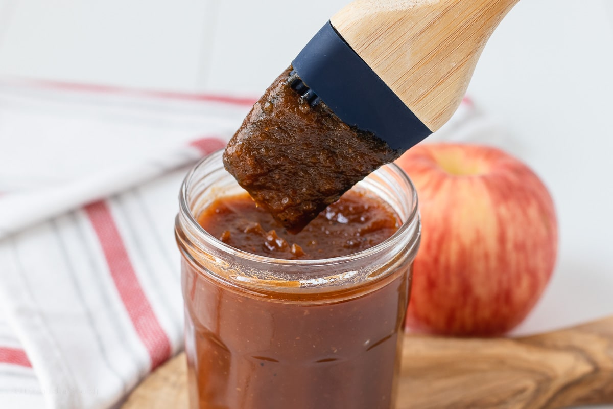 Apple Butter BBQ Sauce on a pastry brush