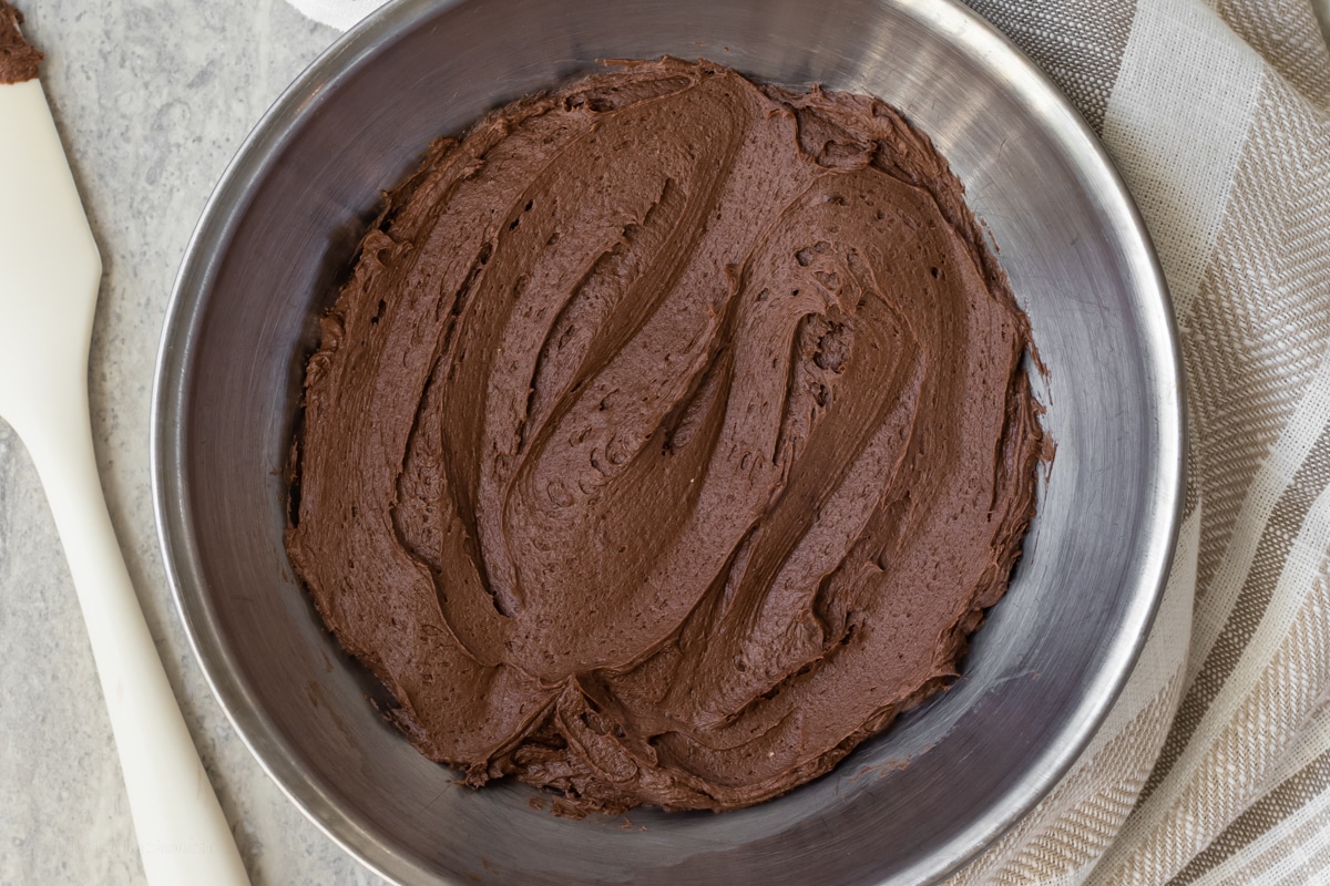 Bowl with finished Not So Sweet Chocolate Buttercream