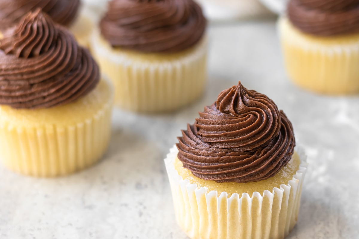 Cupcakes piled high with Not So Sweet Chocolate Buttercream
