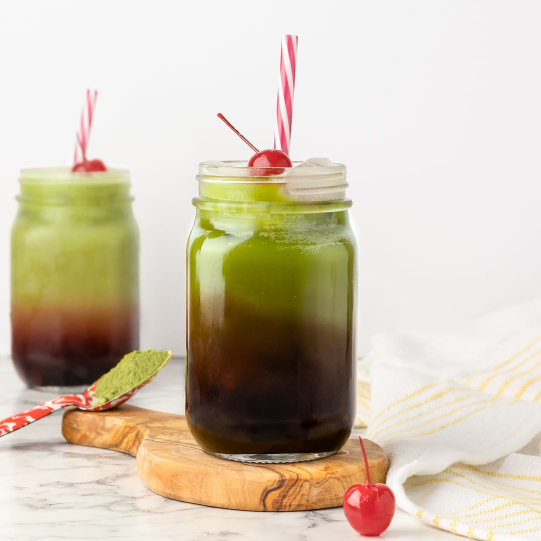 Two Cherry Matcha Refreshers ready to drink!