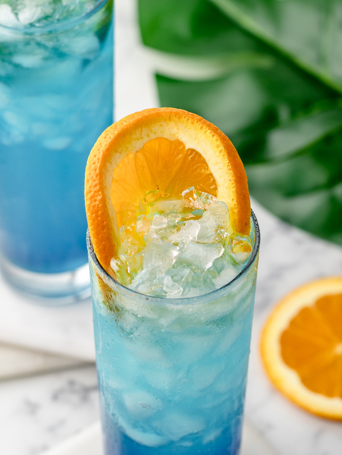 Cold and iced Blue Lagoon Mocktail