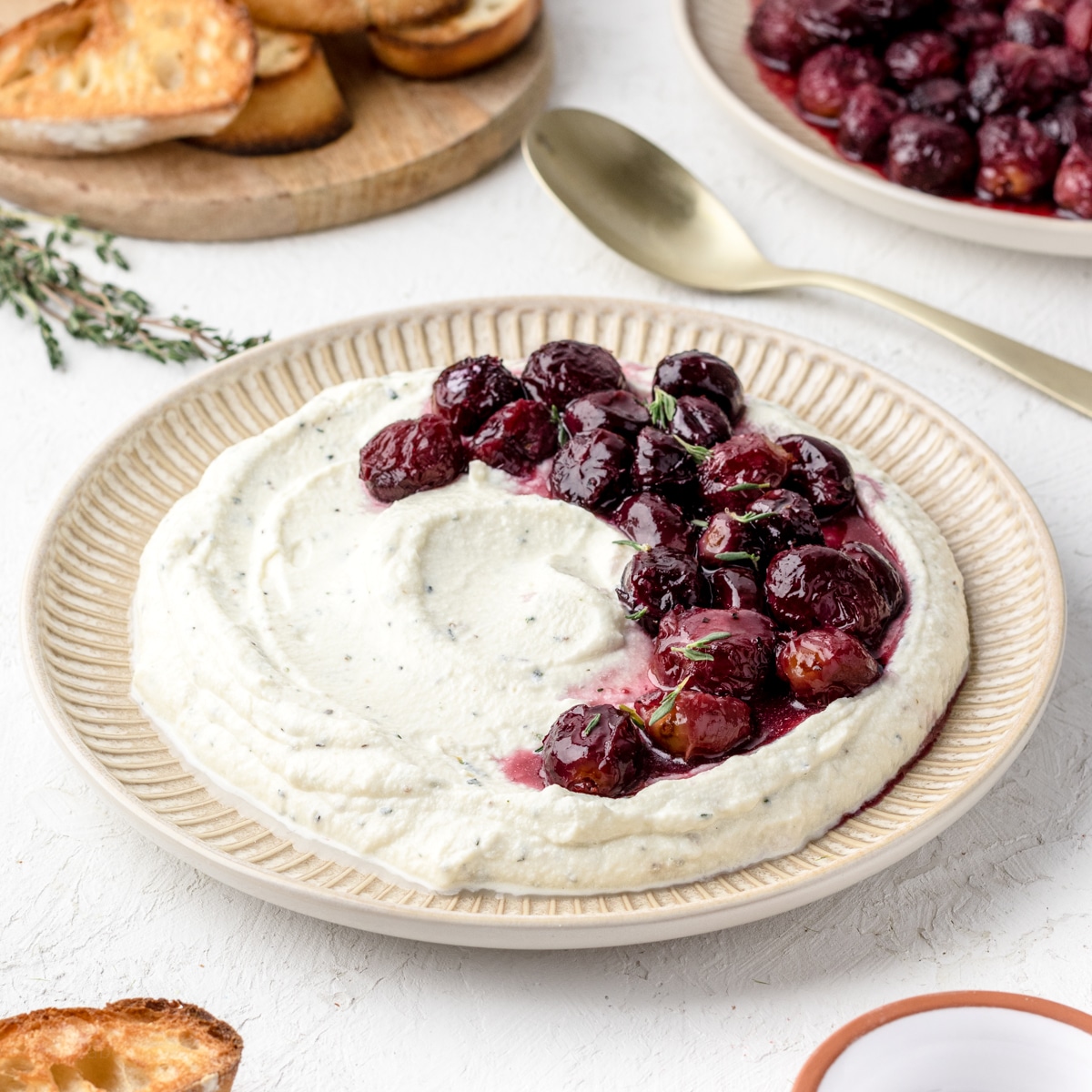 Creamy Ricotta Dip with Roasted Grapes