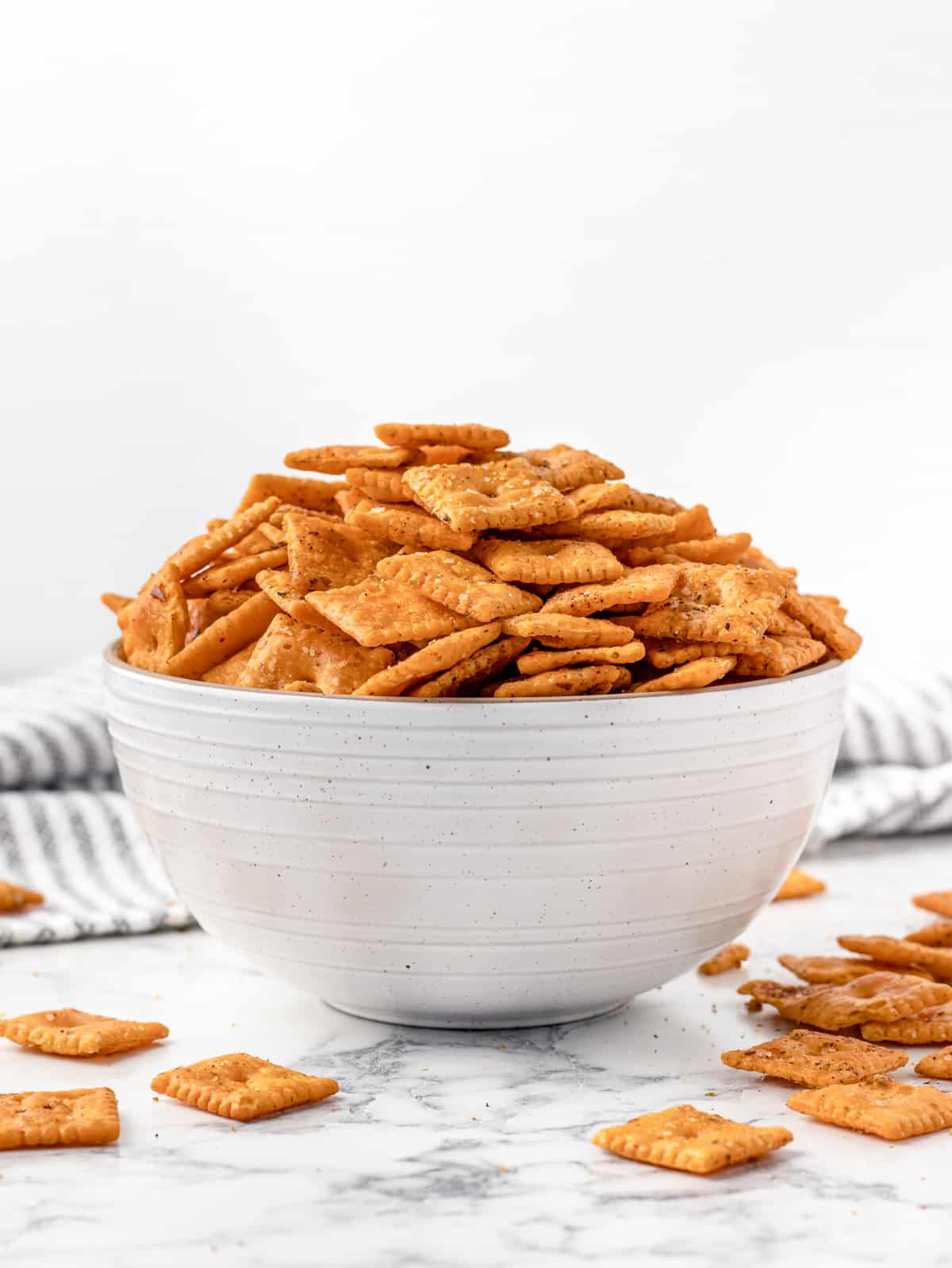 Bowl of smoked Cheez Its piled high