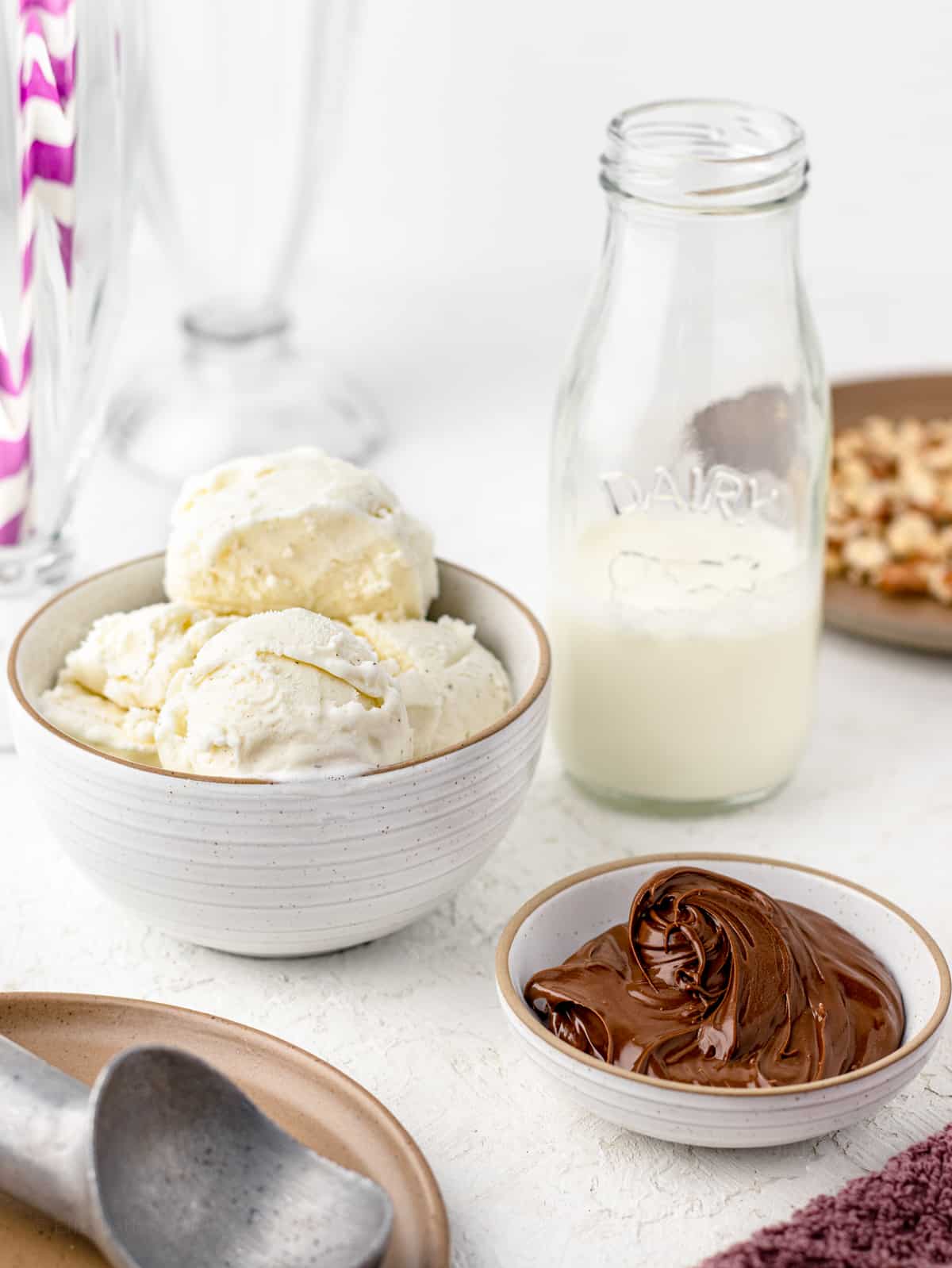 Ingredients. Vanilla Ice Cream, Milk, Nutella Hazelnut Spread.