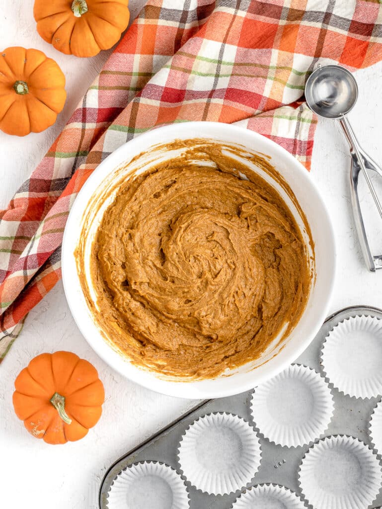Pumpkin Muffin batter all mixed together.