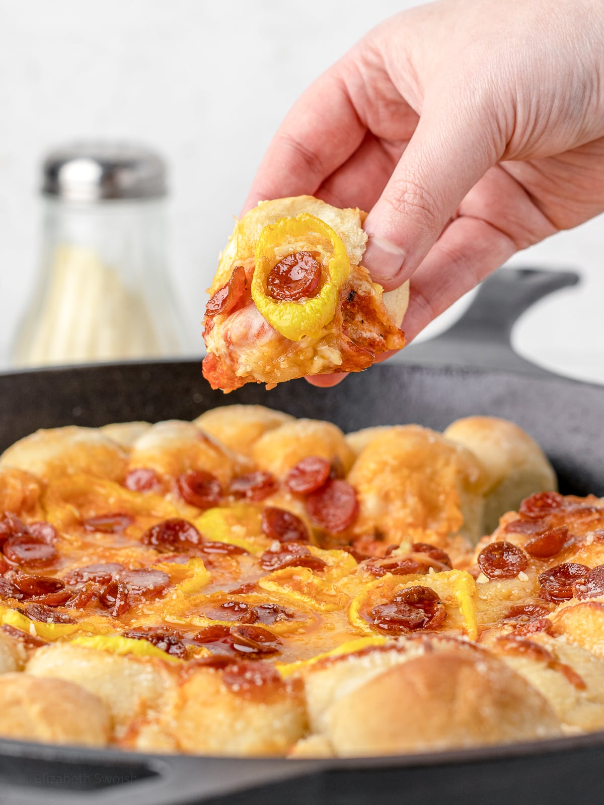 Pizza Dip with Pizza Dough Balls covered in the hot dip!
