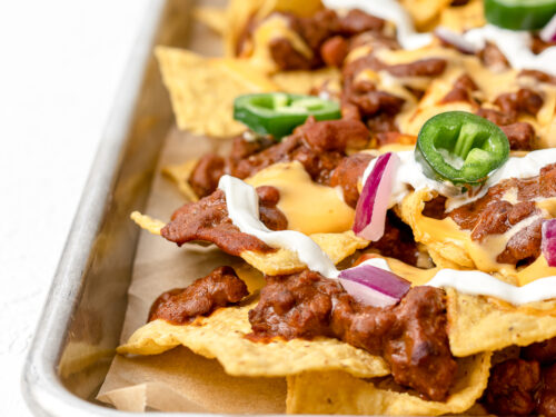 Chili Cheese Nachos - Easy and Cheesy - Entirely Elizabeth