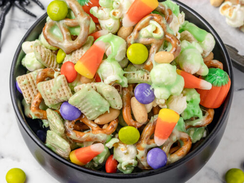 Halloween Snack Mix - Coated in Green Slime! - Entirely Elizabeth