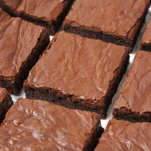 Slices of Double Chocolate Brownies ready to grab and eat.