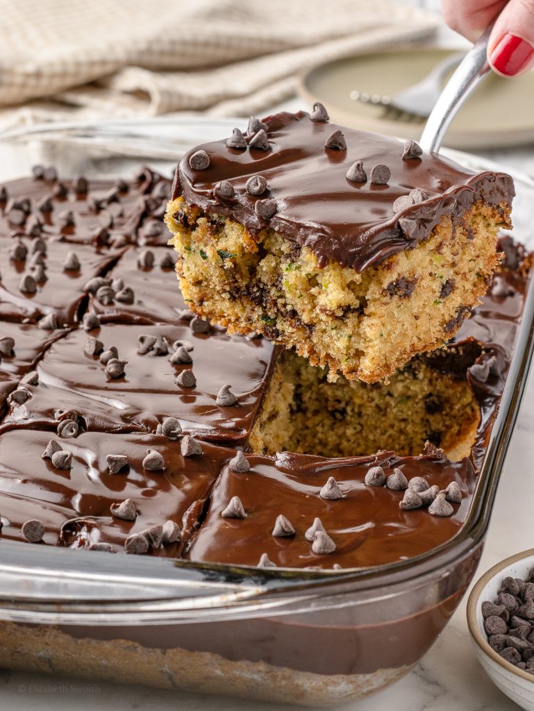Serving a slice of cake.